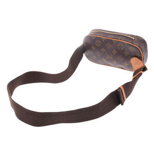 Louis Vuitton Ganju Leather Pochette Body Bag Brown Monogram